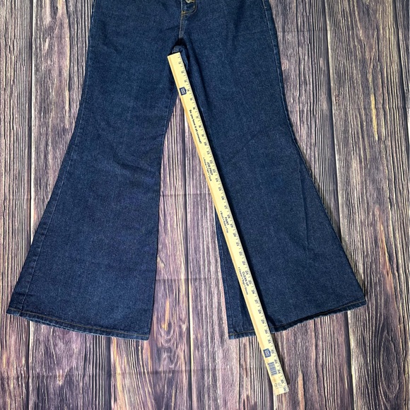 Women’s Vintage Deadstock Elephant Flare Extra Wide Bell Bottoms Dark Denim - Picture 7 of 8
